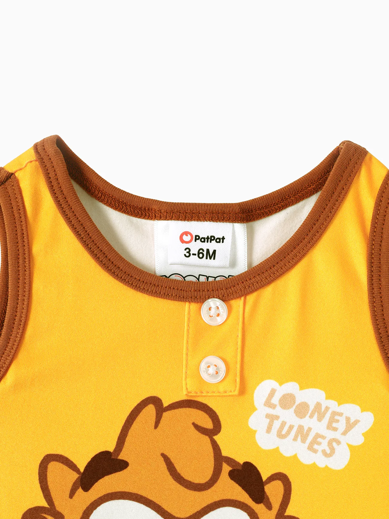 Looney Tunes Baby Boy/Girl Stripe and Character Print Sleeveless Jumpsuit Brown big image 1