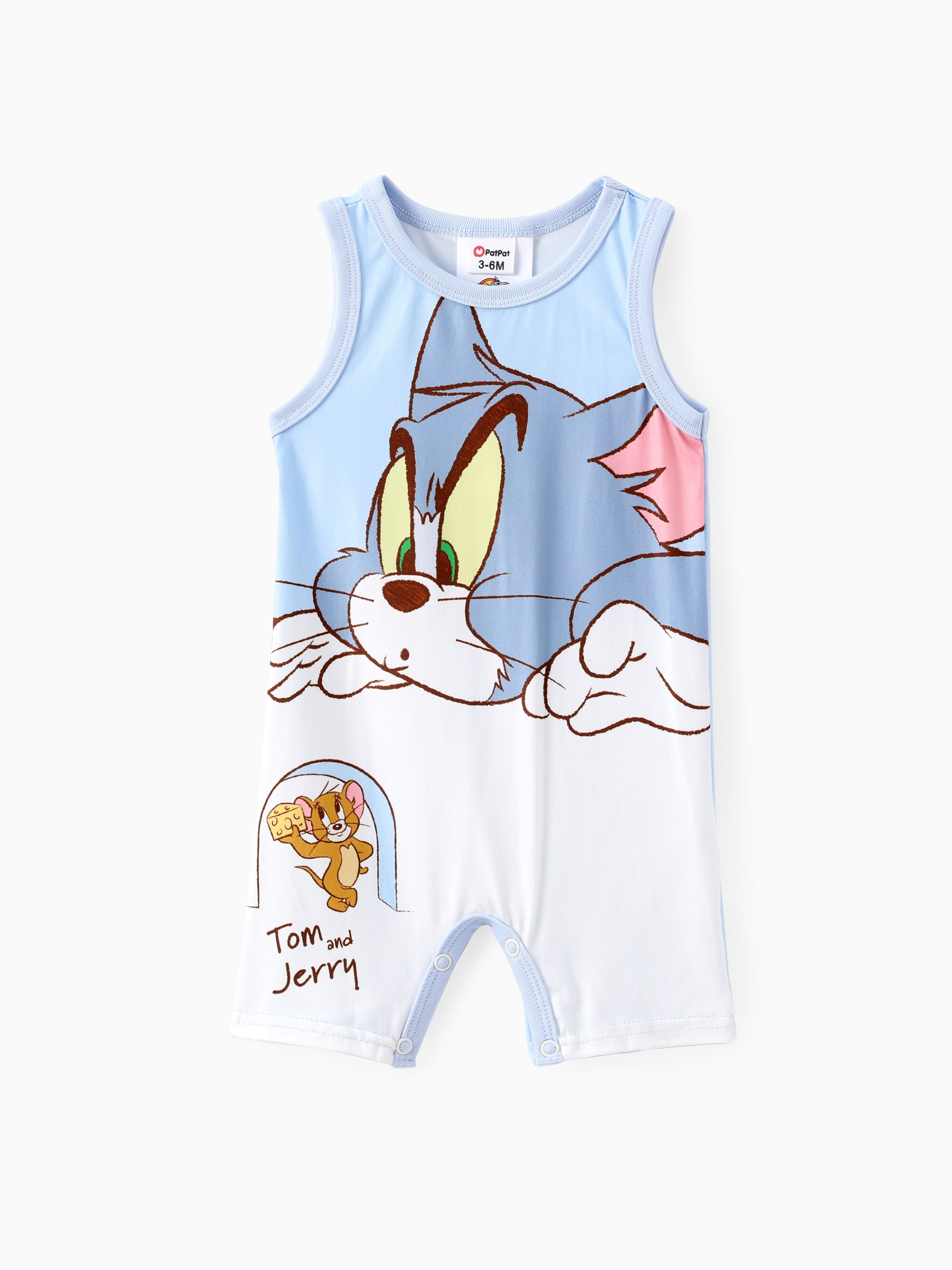 

Tom and Jerry Baby Boy/Girls 1pc Character Character with Cheese Print Sleeveless Romper