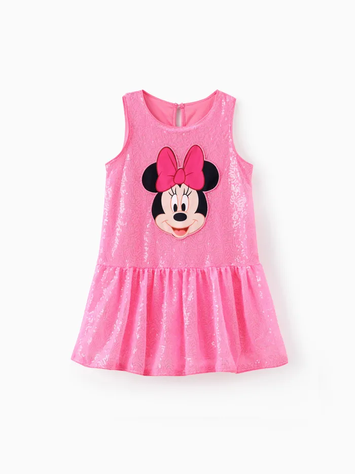 Disney Mickey and Friends Toddler Girls 1pc Minnie Print Sequins Dress