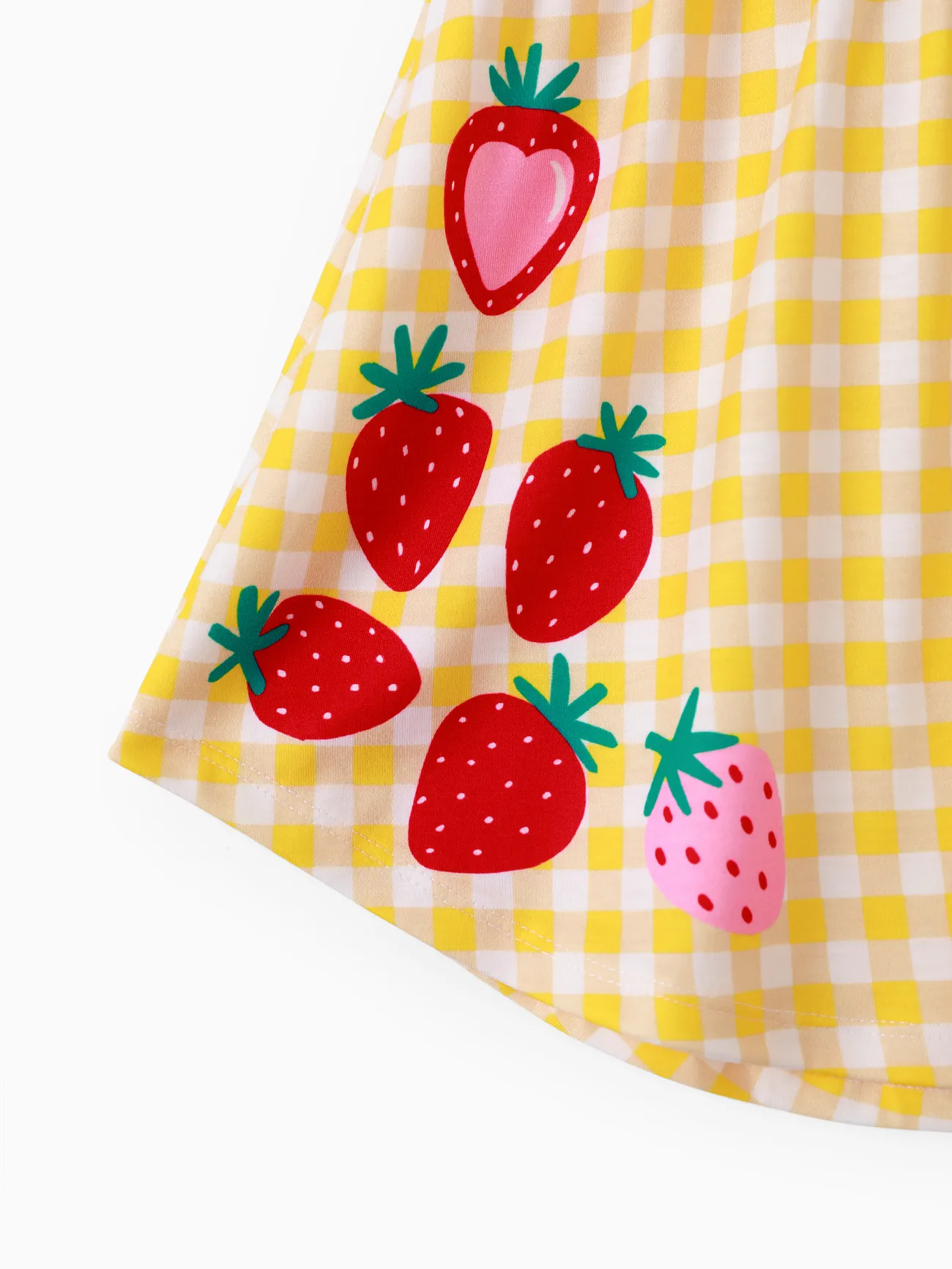 Peppa Pig Toddler Girl Summer Fruit/Grid/Stripe Pattern Dress
 Yellow big image 1