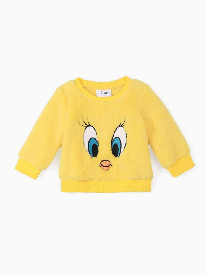 looney tunes bebé niño / niña animal de dibujos animados bordado de manga larga térmica difusa pullover