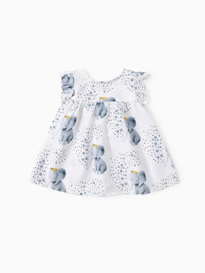 Baby Mädchen Tier & Elefant Baby Kleid weiß