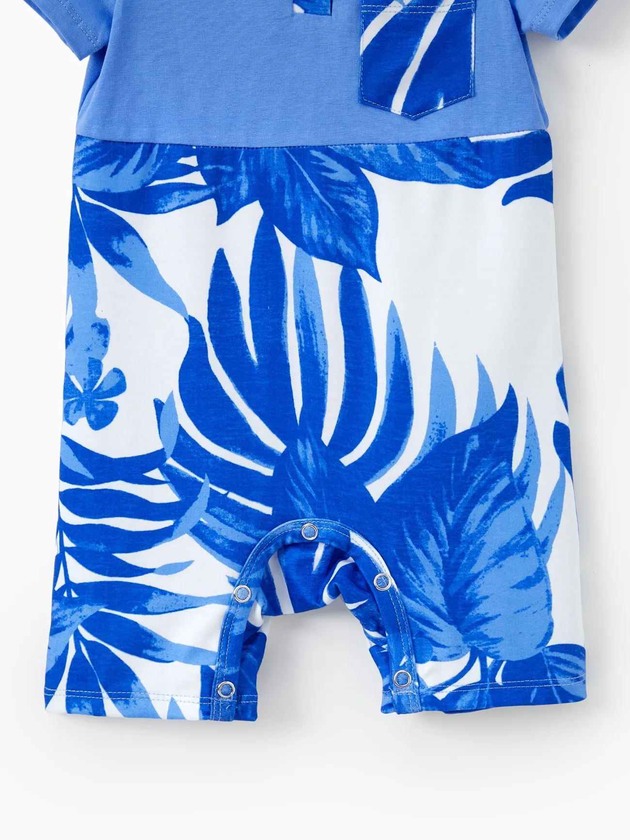 Baby - Family Matching Sets Blue Tropical Floral Panel Tee or Ruffle Neck Cross Back High-Low Strap Dress - Blue - image 14