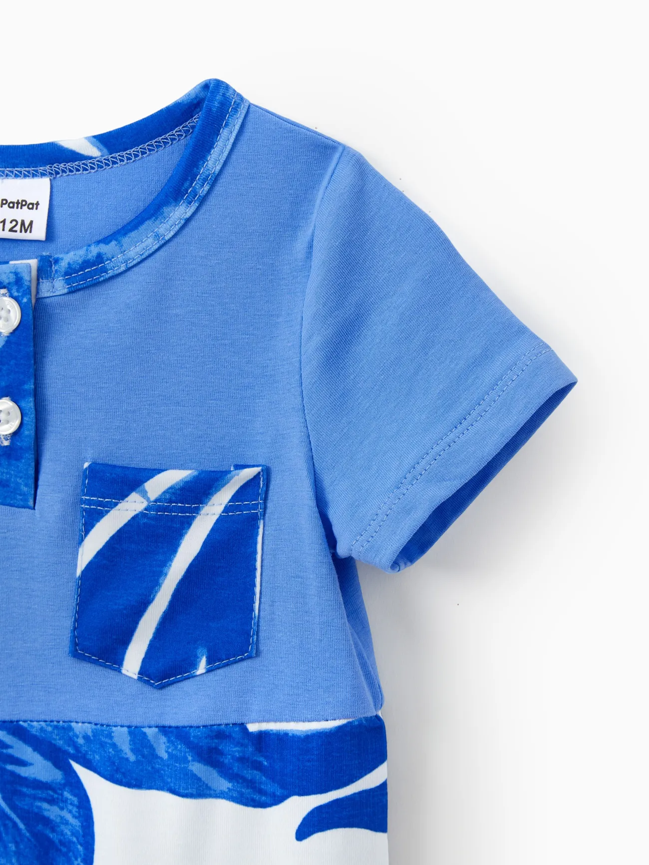 Baby - Family Matching Sets Blue Tropical Floral Panel Tee or Ruffle Neck Cross Back High-Low Strap Dress - Blue - image 13
