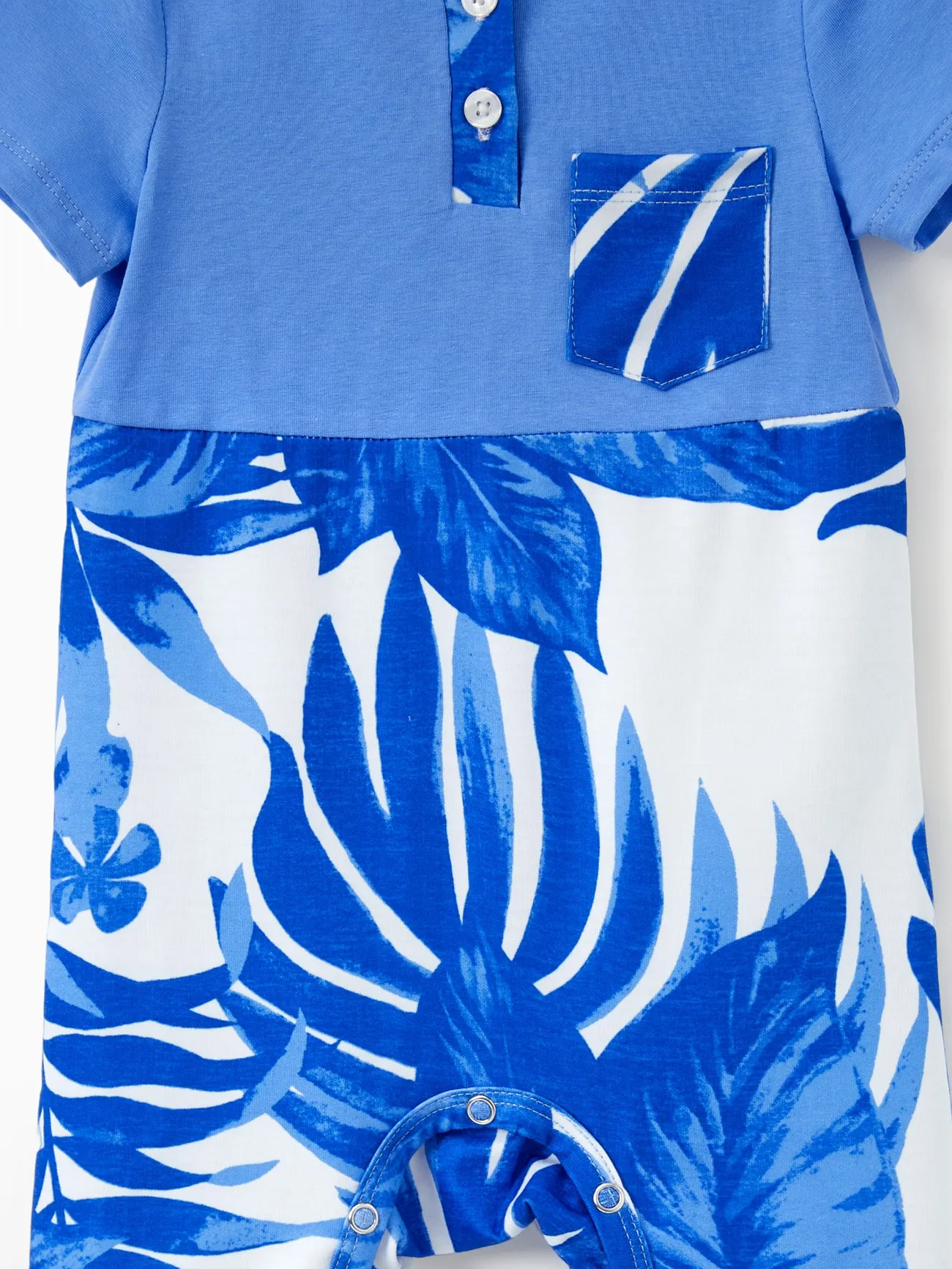 Baby - Family Matching Sets Blue Tropical Floral Panel Tee or Ruffle Neck Cross Back High-Low Strap Dress - Blue - image 15