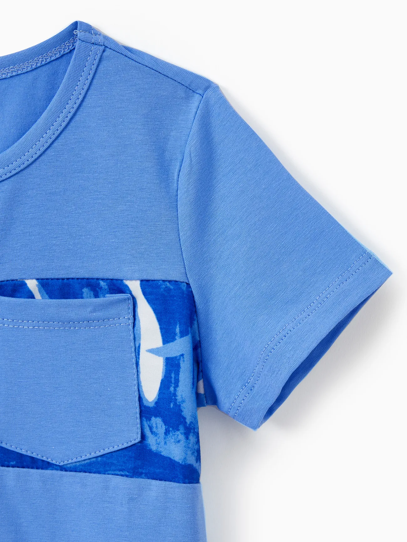 Boy - Family Matching Sets Blue Tropical Floral Panel Tee or Ruffle Neck Cross Back High-Low Strap Dress - Blue - image 19
