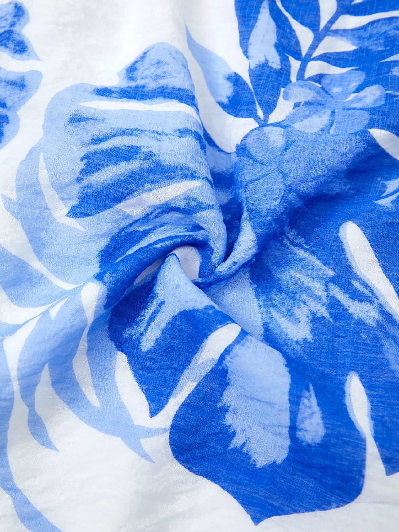 Women - Family Matching Sets Blue Tropical Floral Panel Tee or Ruffle Neck Cross Back High-Low Strap Dress - Blue - image 5