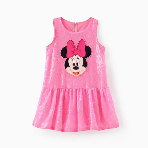 Disney Mickey and Friends Toddler Girls 1pc Minnie Print Vestido de lentejuelas