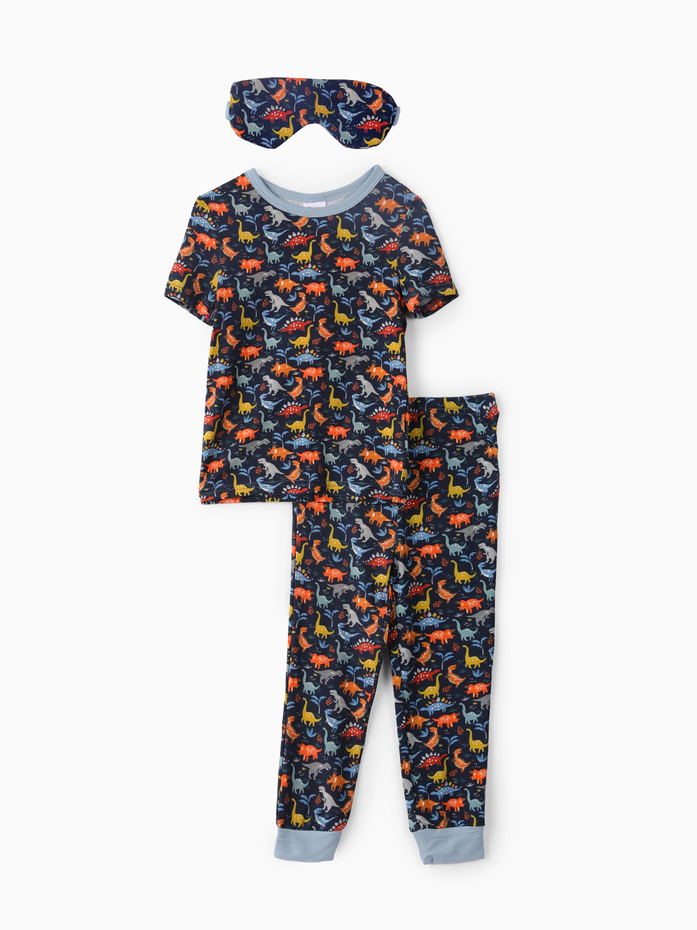 

Bamboo Viscose Toddler Boy 3pcs Printed Snug Fit Pajamas with Eye Mask Set