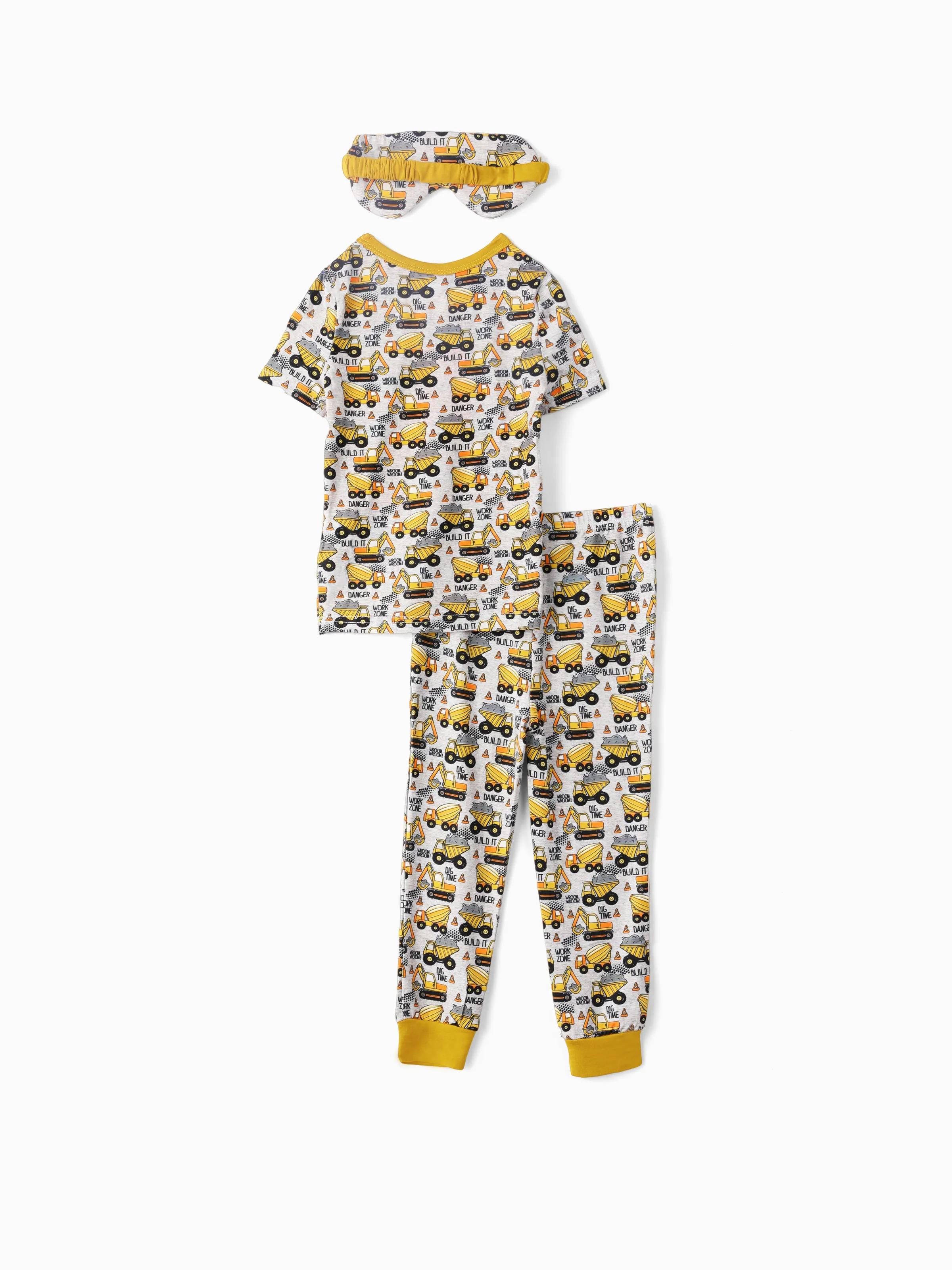 

Bamboo Viscose Toddler Boy 3pcs Printed Snug Fit Pajamas with Eye Mask Set