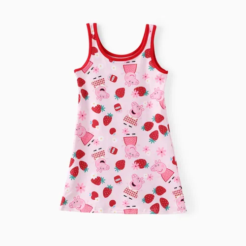 Peppa Pig Toddler Girls 1pc Strawberry Floral Character Print Sleeveless Mini Dress
