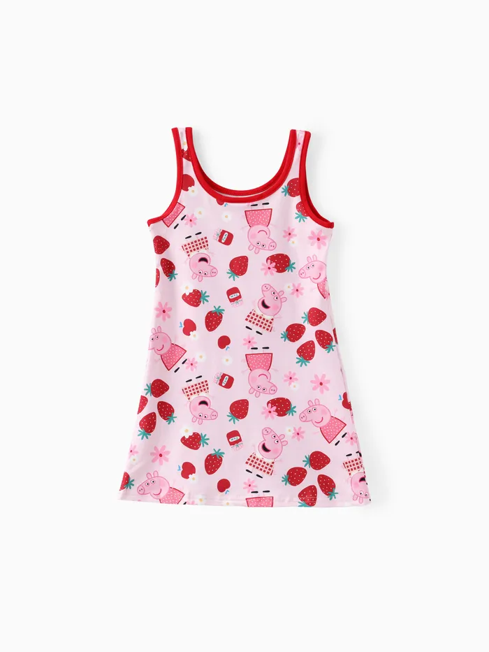 Peppa Pig Kleinkind Mädchen 1 Stück Strawberry Floral Character Print Ärmelloses Minikleid