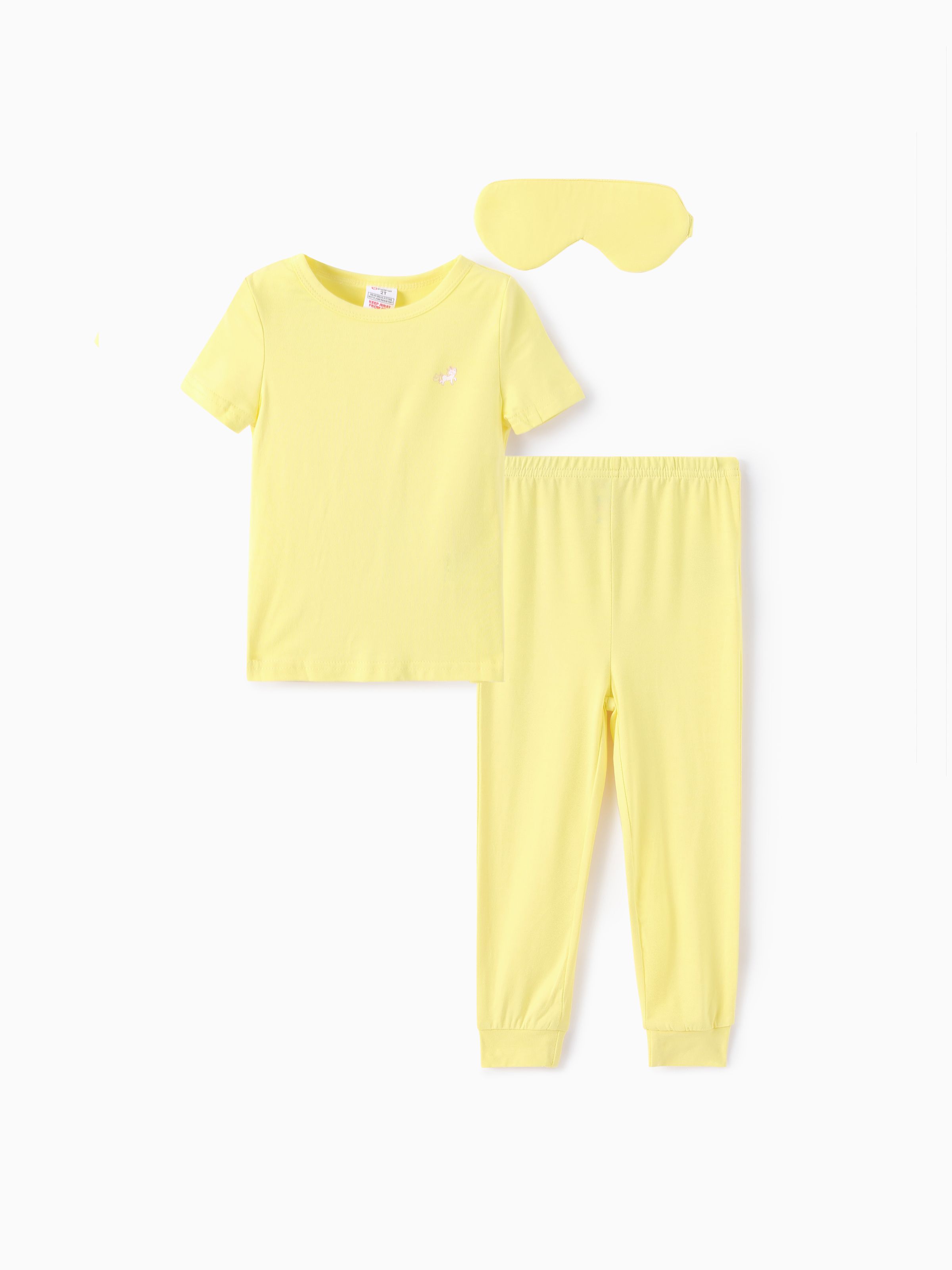 

Toddler Girl 3pcs Solid Color Pajamas Set