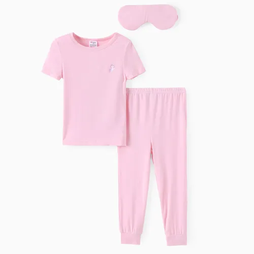 Juego de pijamas de color sólido de 3 piezas para niñas pequeñas