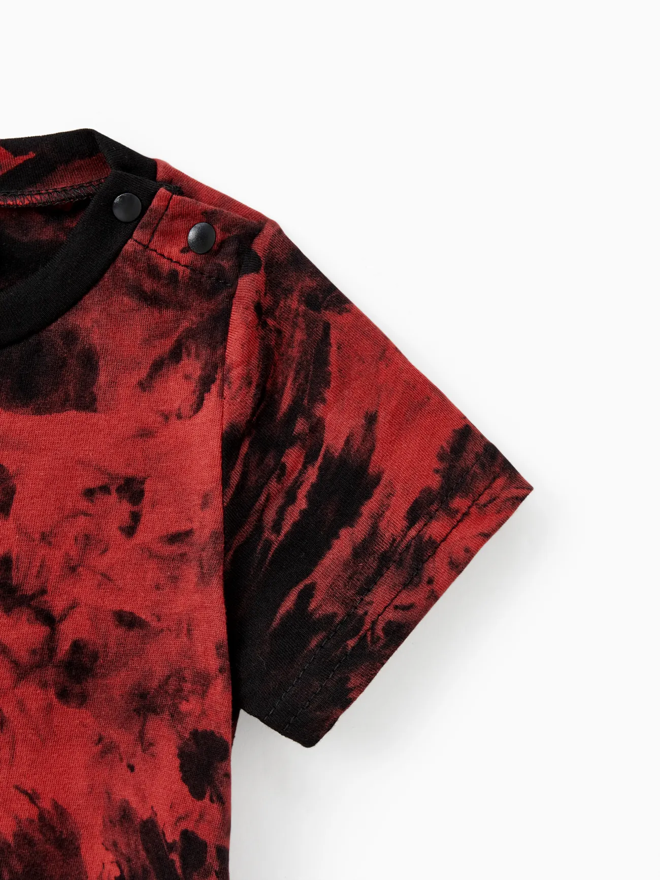 Baby - Family Tie-Dyed Cotton Casual Romper with Snaps - redblack - image 15