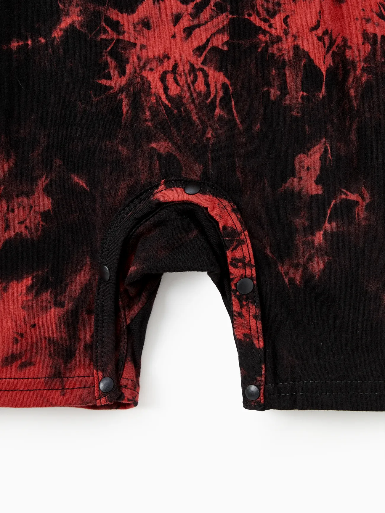 Baby - Family Tie-Dyed Cotton Casual Romper with Snaps - redblack - image 16