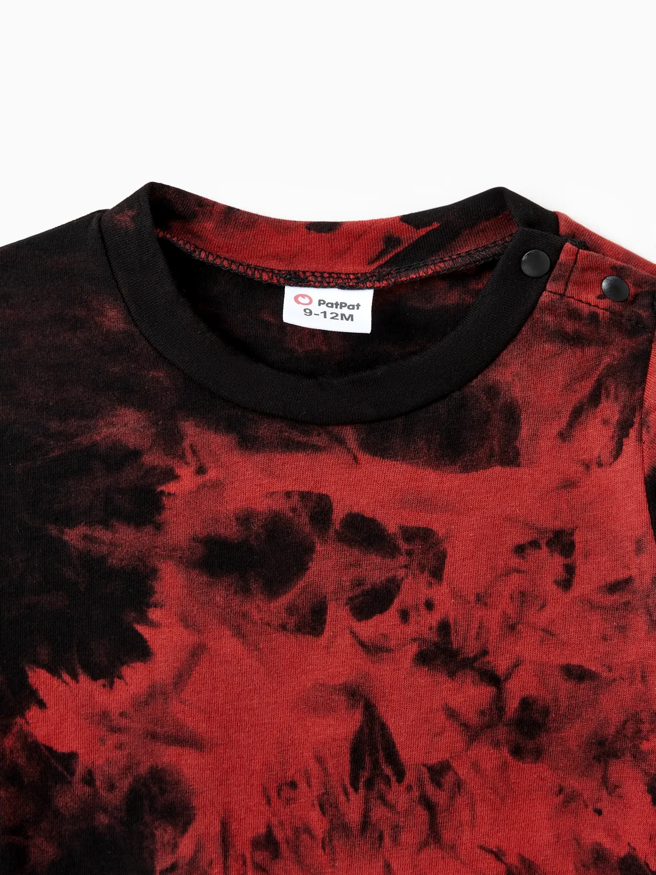 Baby - Family Tie-Dyed Cotton Casual Romper with Snaps - redblack - image 14