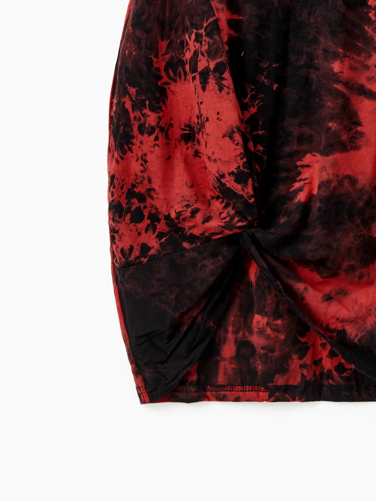 Family Tie-Dyed Cotton Casual Romper with Snaps redblack big image 1