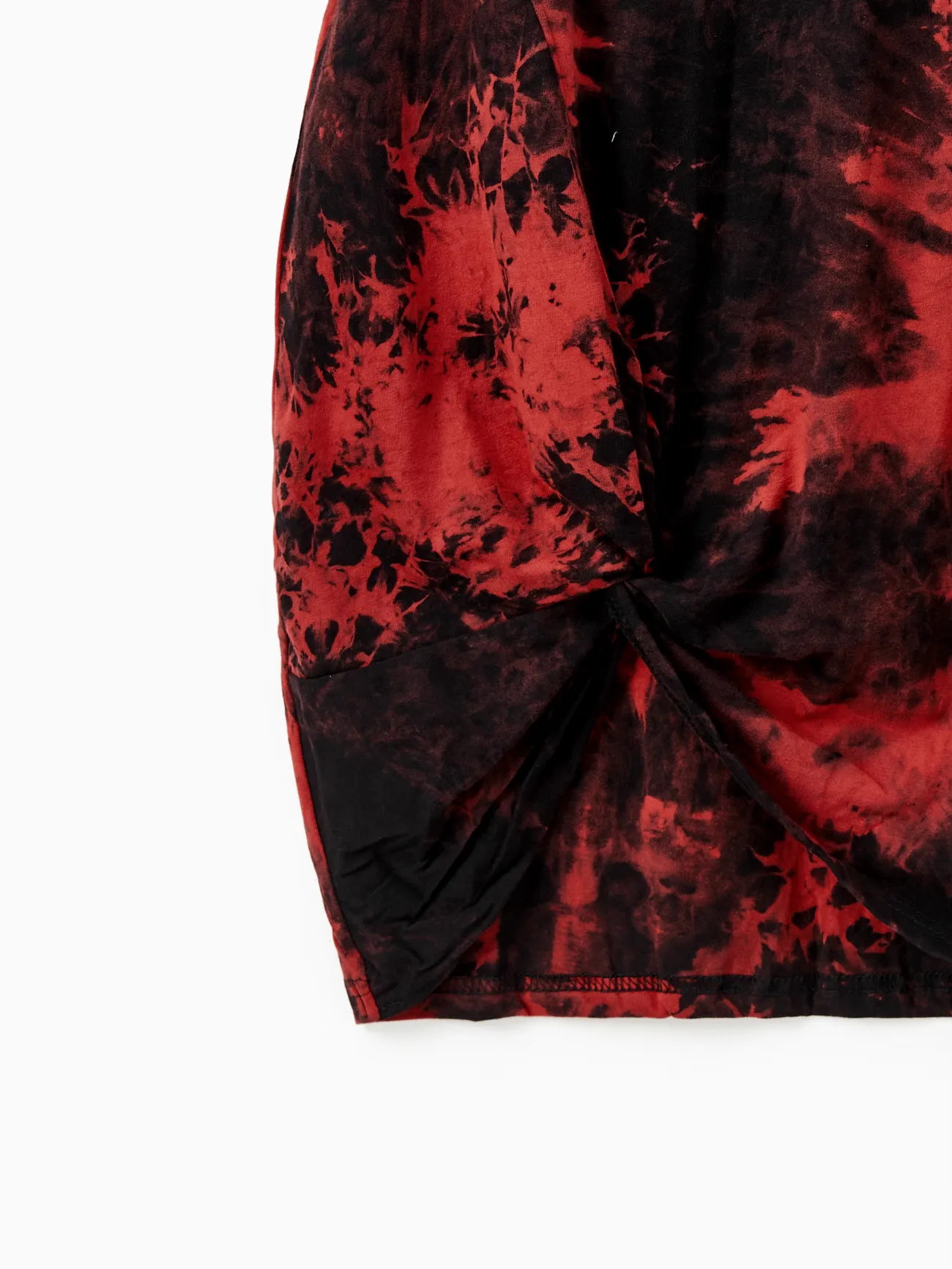 Girl - Family Tie-Dyed Cotton Casual Romper with Snaps - redblack - image 11