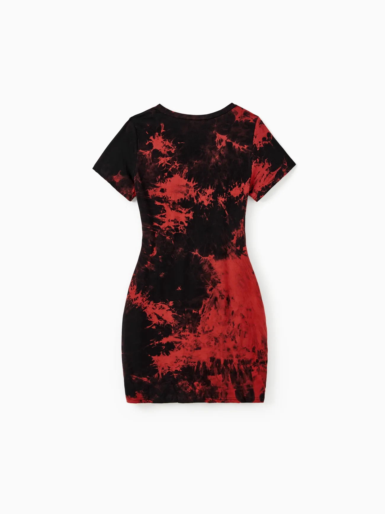 Women - Family Tie-Dyed Cotton Casual Romper with Snaps - redblack - image 5