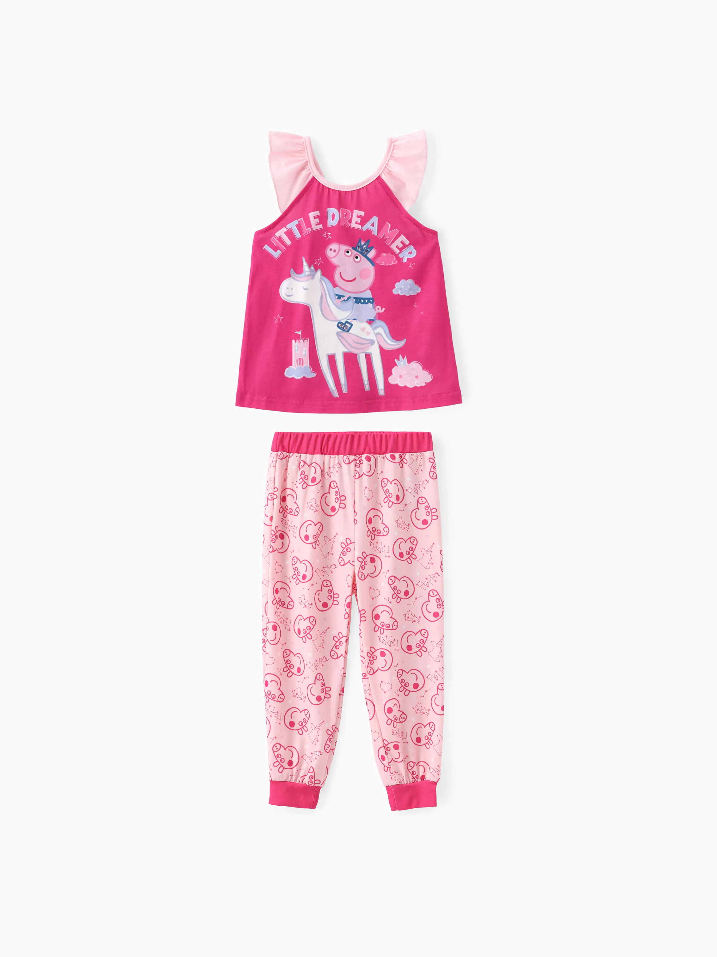 

Peppa Pig Toddler Girls 2pcs Unicorn Castle with Character Print Flutter-sleeve Top with Pants Pajamas Set