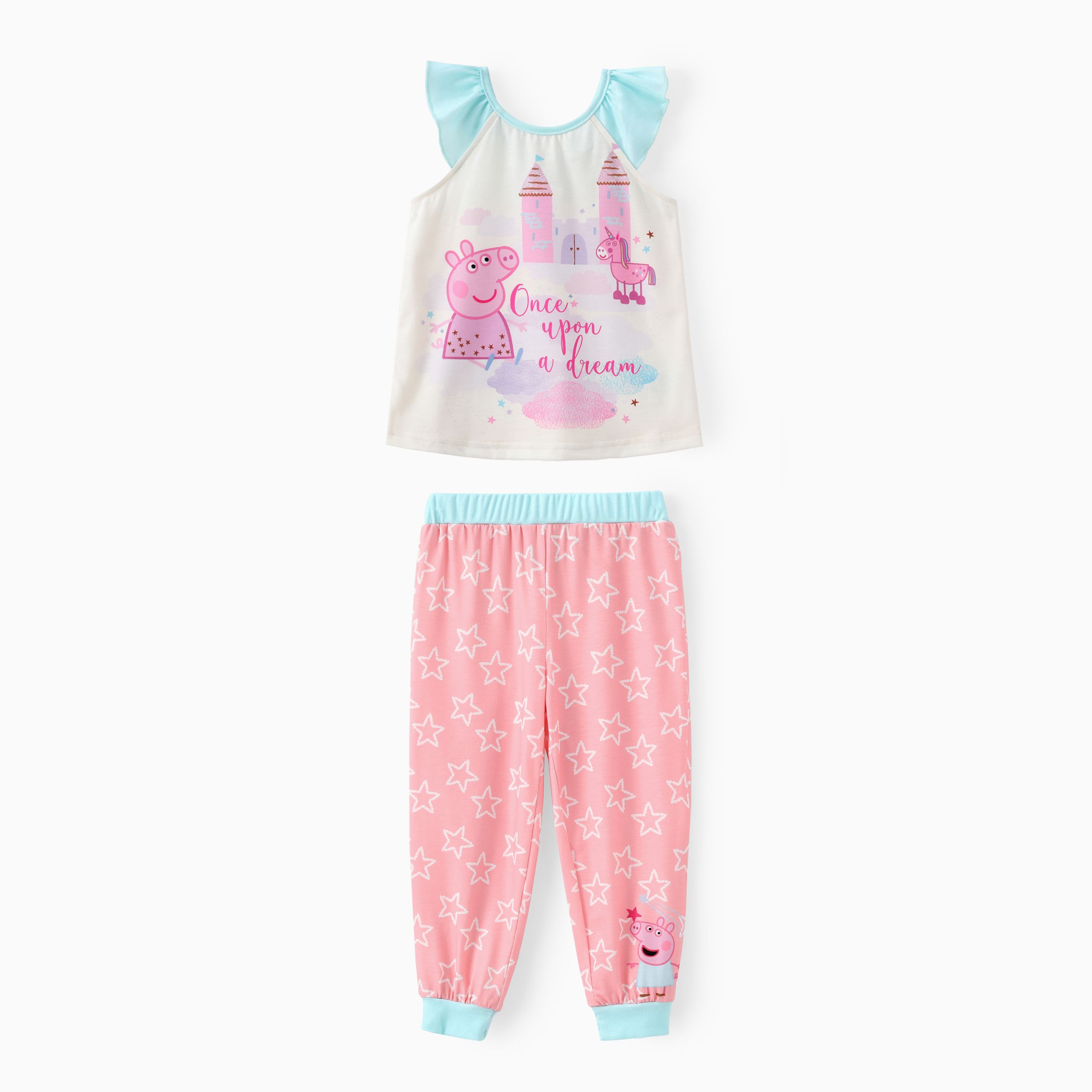 

Peppa Pig Toddler Girls 2pcs Unicorn Castle with Character Print Flutter-sleeve Top with Pants Pajamas Set