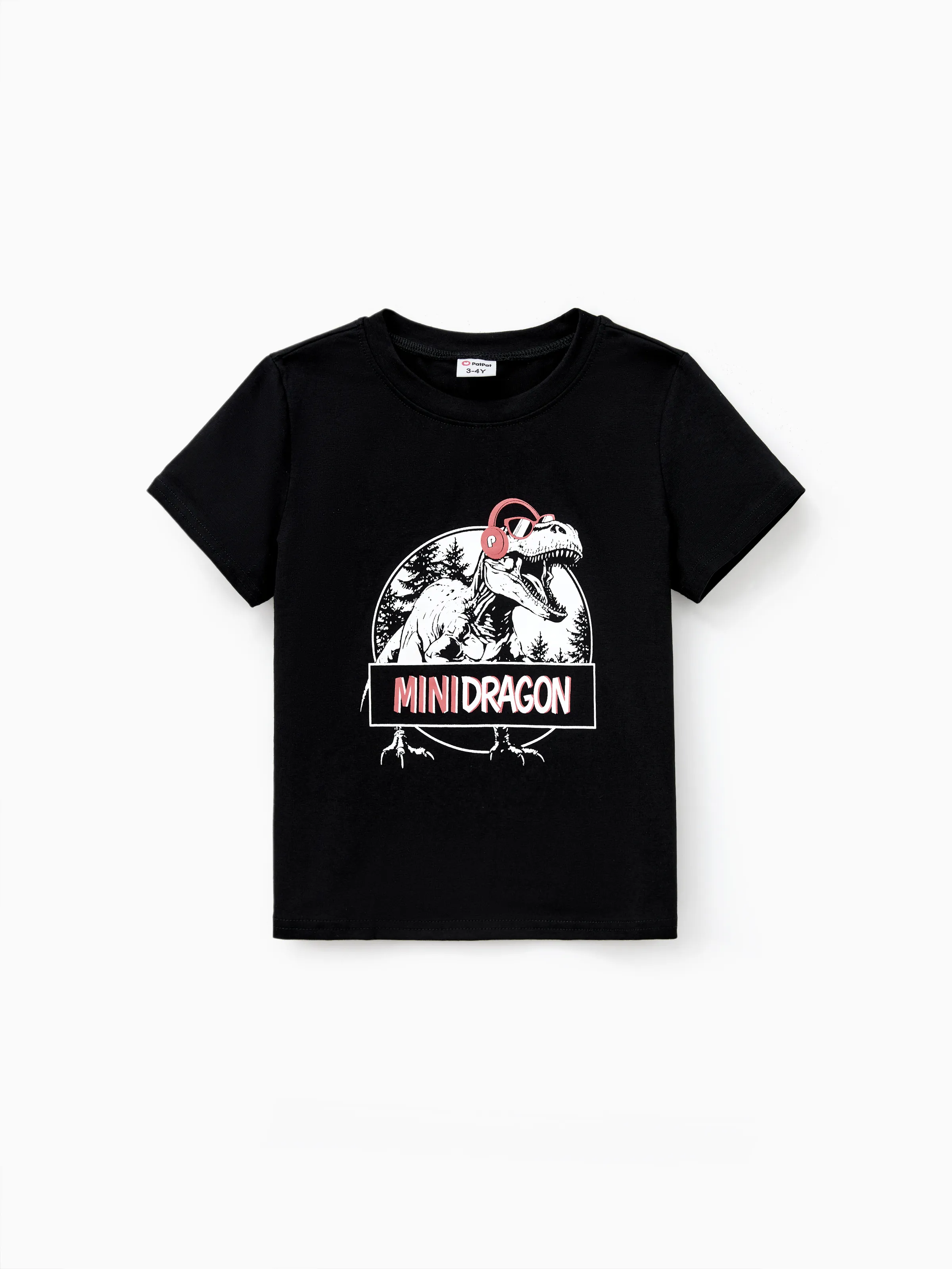 

Family Matching Cotton Black Short Sleeves Dinosaur Graphic Tops