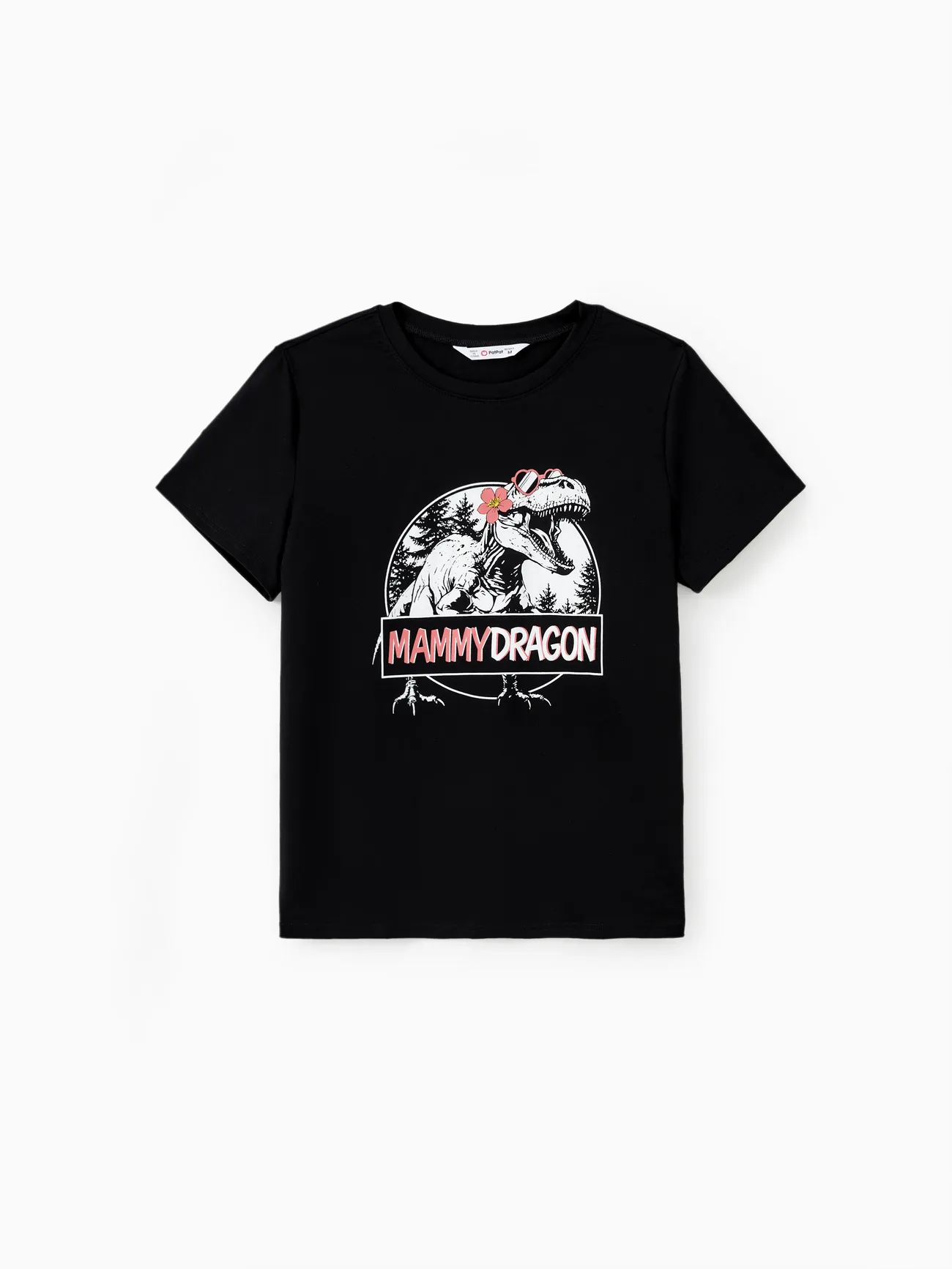 

Family Matching Cotton Black Short Sleeves Dinosaur Graphic Tops