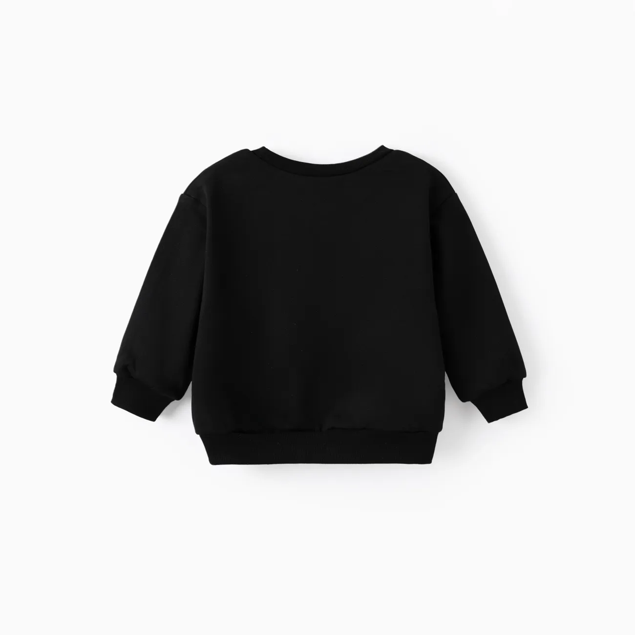 Toddler Girl Letter Print Casual Black Pullover Sweatshirt Black big image 1