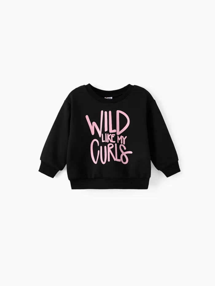 Lässiges schwarzes Pullover-Sweatshirt mit Buchstabendruck für Kleinkinder