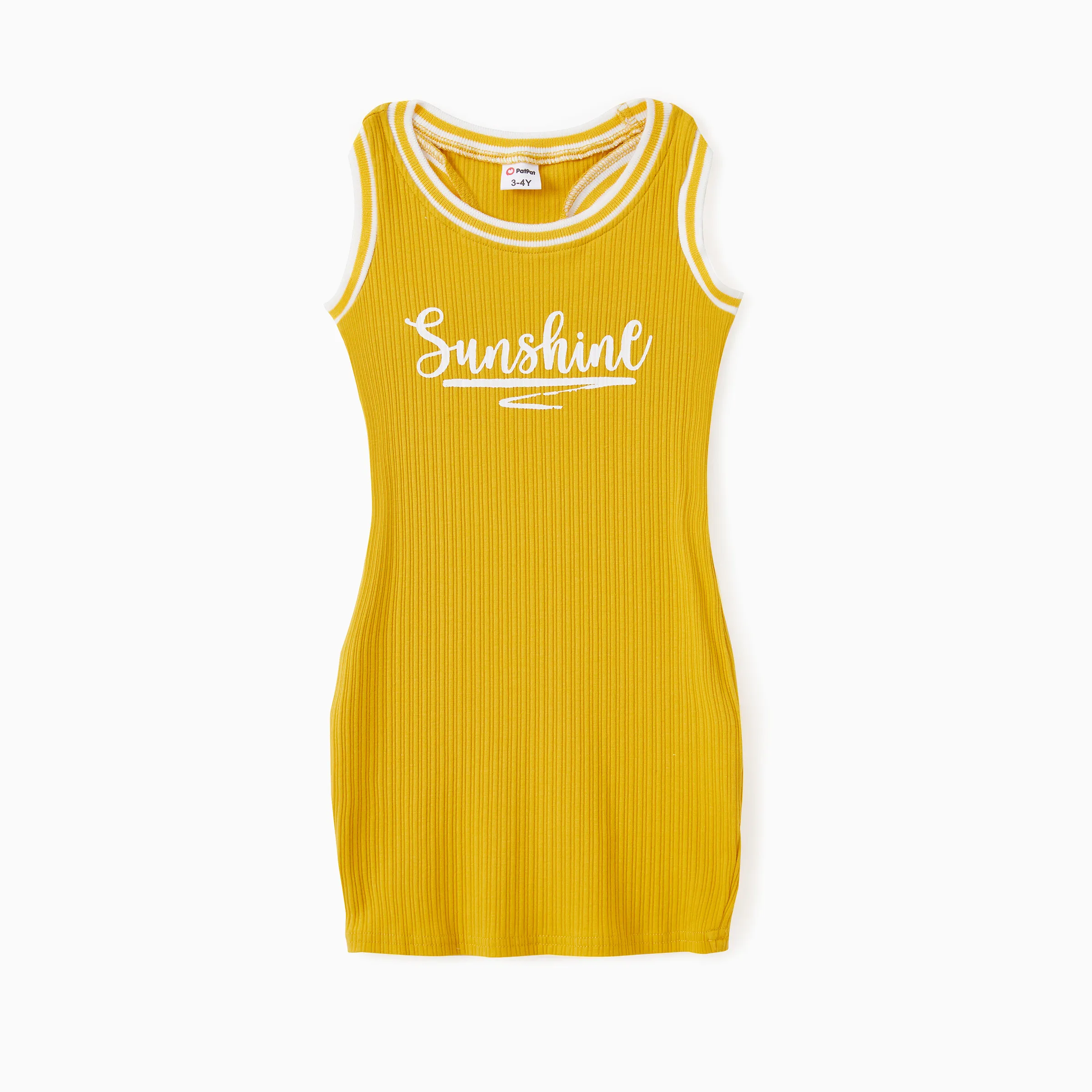 

Mommy and Me Yellow Sunshine Theme Ribbed Sleeveless Racerback Body-con Dress