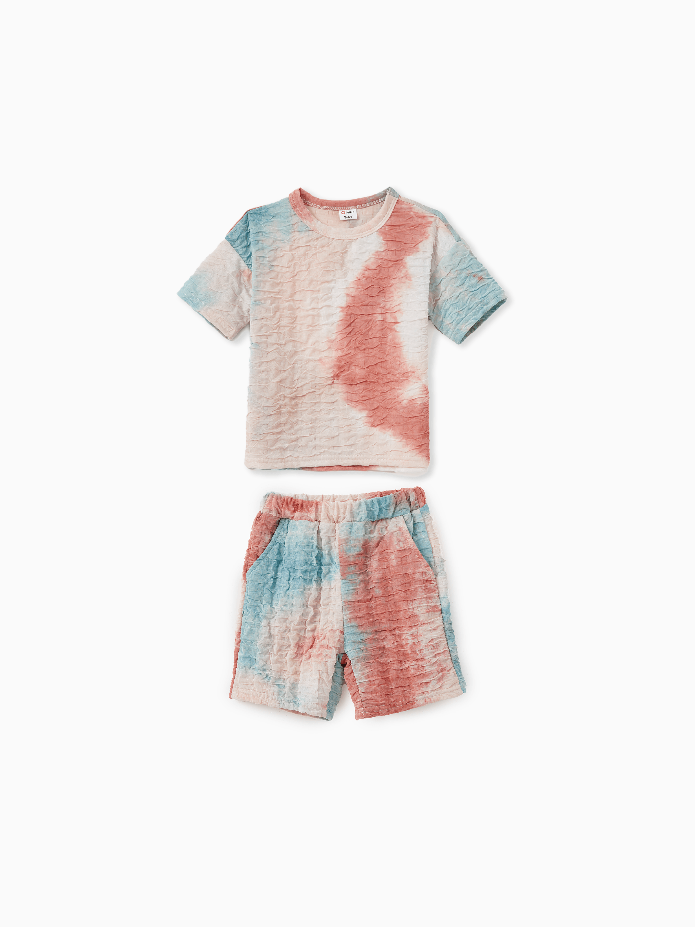 

Mommy and Me Matching Sets Short Sleeves Tie-Dye Textured Fabric Top and Shorts with Pockets