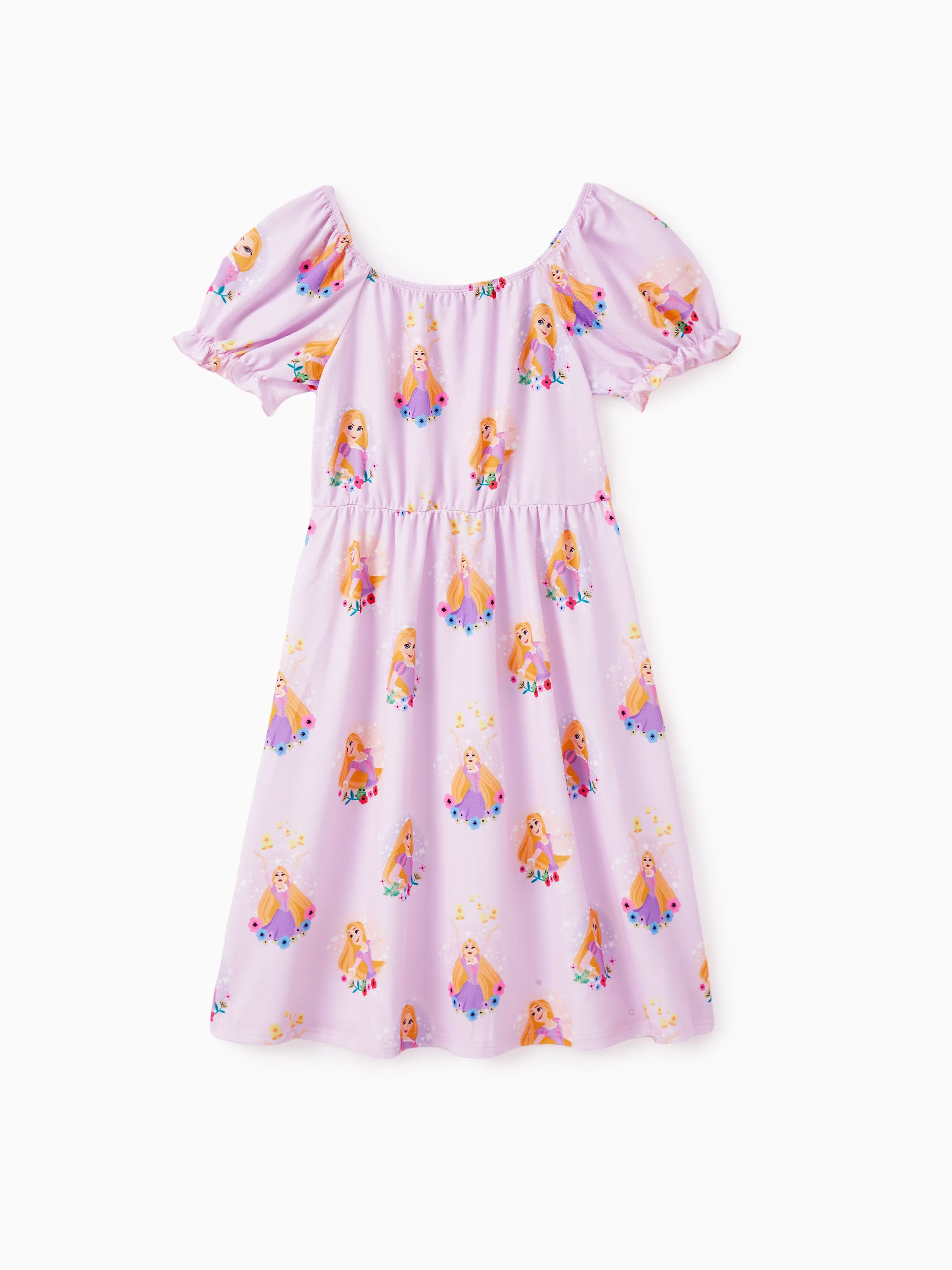 

Disney princess Mom and me Rapunzel Floral pattern Puff sleeve dress