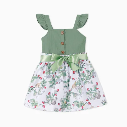 Toddler Girl 2pcs Crop Top and Floral Print Skirts Set