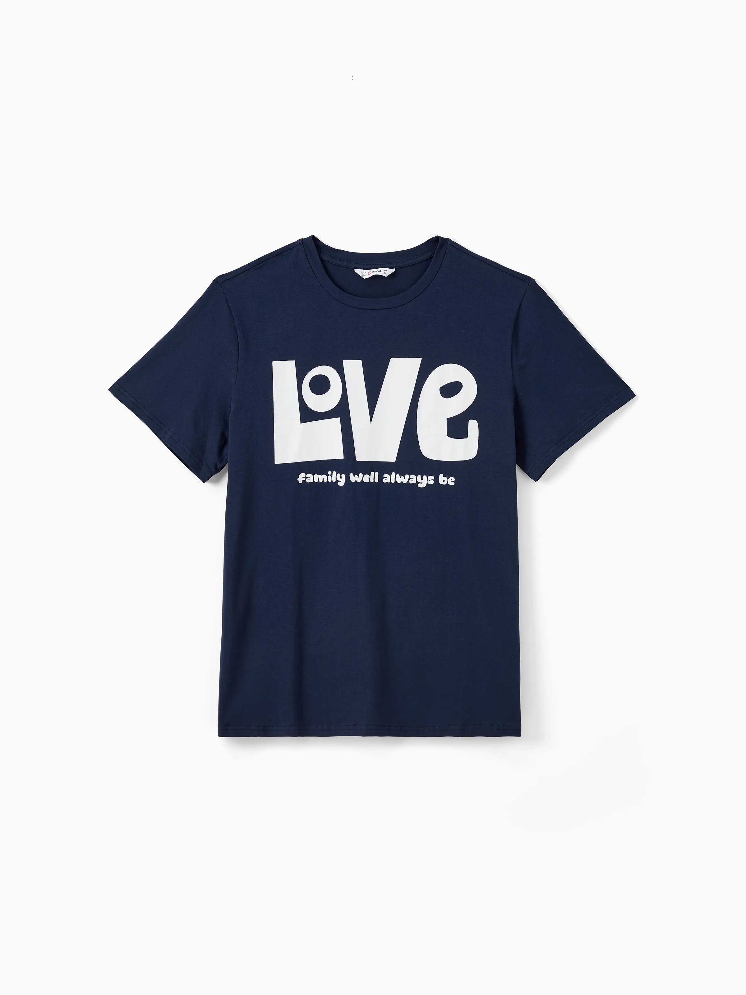 

Family Matching Love Theme Slogan Print Solid Color Short Sleeves Cotton Tops