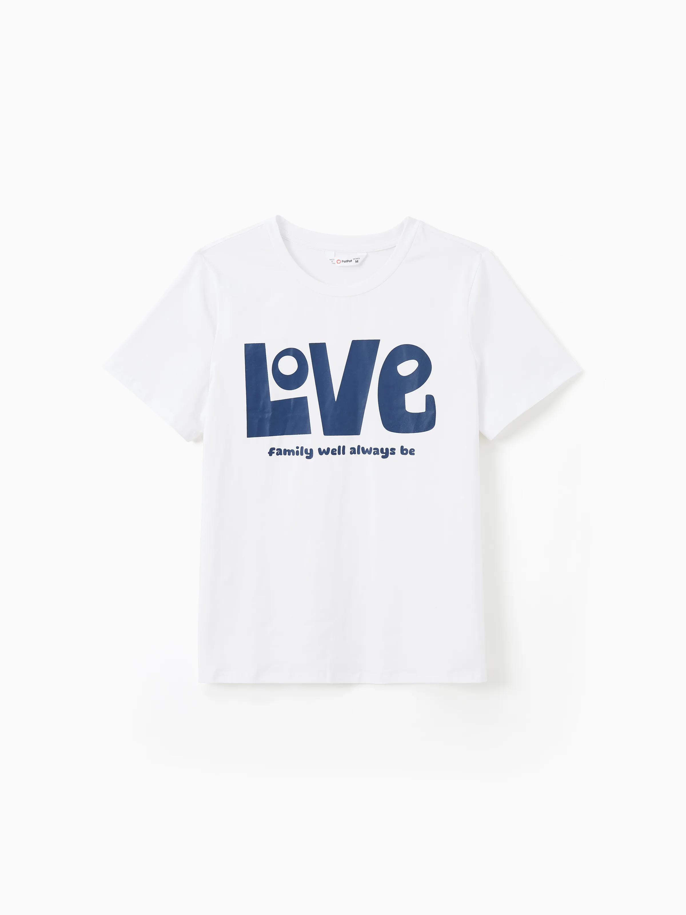 

Family Matching Love Theme Slogan Print Solid Color Short Sleeves Cotton Tops