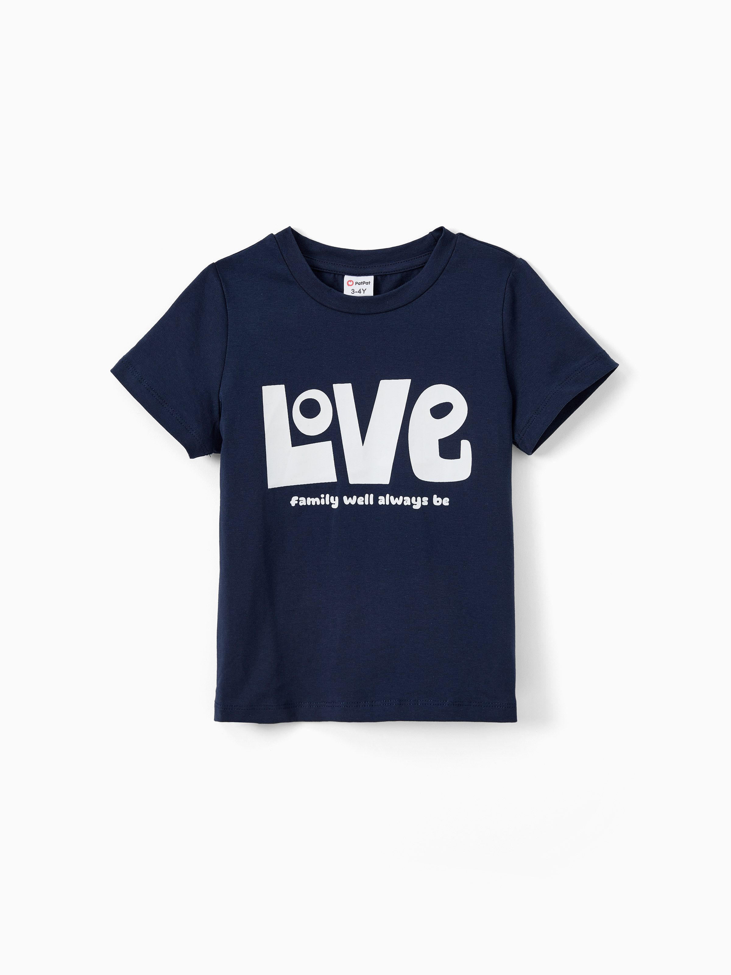 

Family Matching Love Theme Slogan Print Solid Color Short Sleeves Cotton Tops