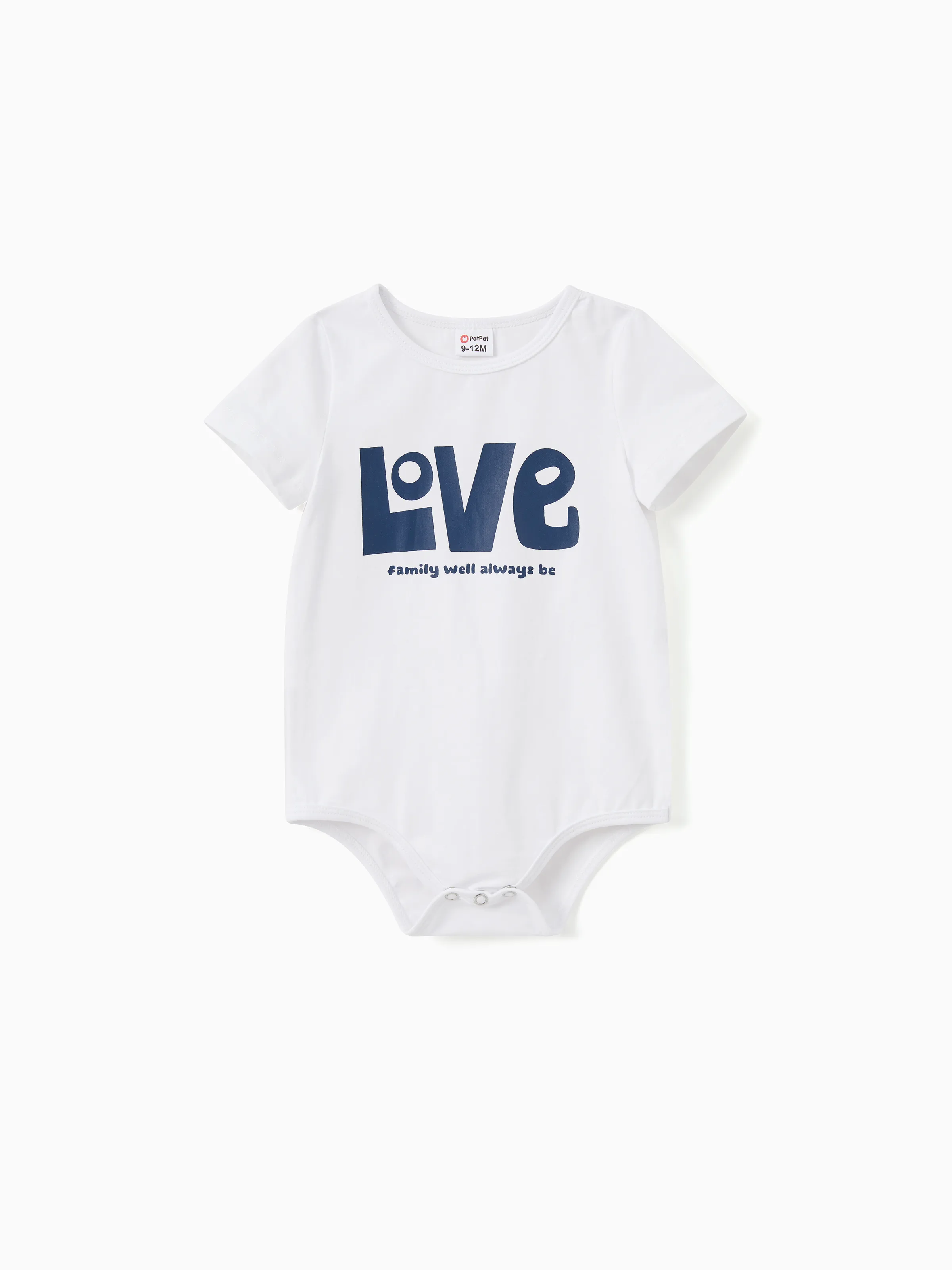 

Family Matching Love Theme Slogan Print Solid Color Short Sleeves Cotton Tops