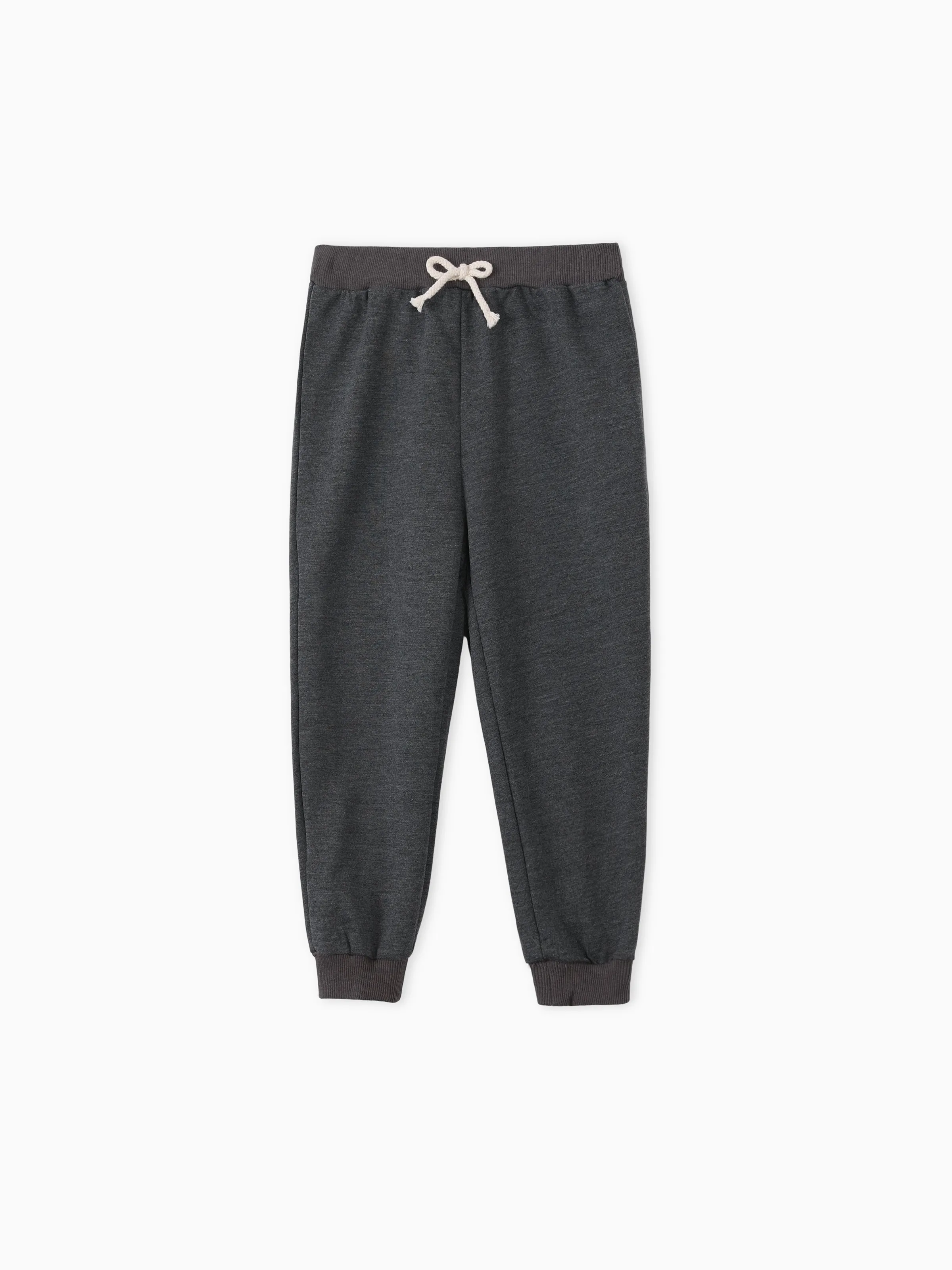 Toddler Boy/Girl Solid Color Sporty Joggers Pants Dark Grey