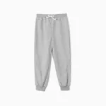 Toddler Boy Solid Color Casual Joggers Pants Sporty Sweatpants for Spring and Autumn Light Grey
