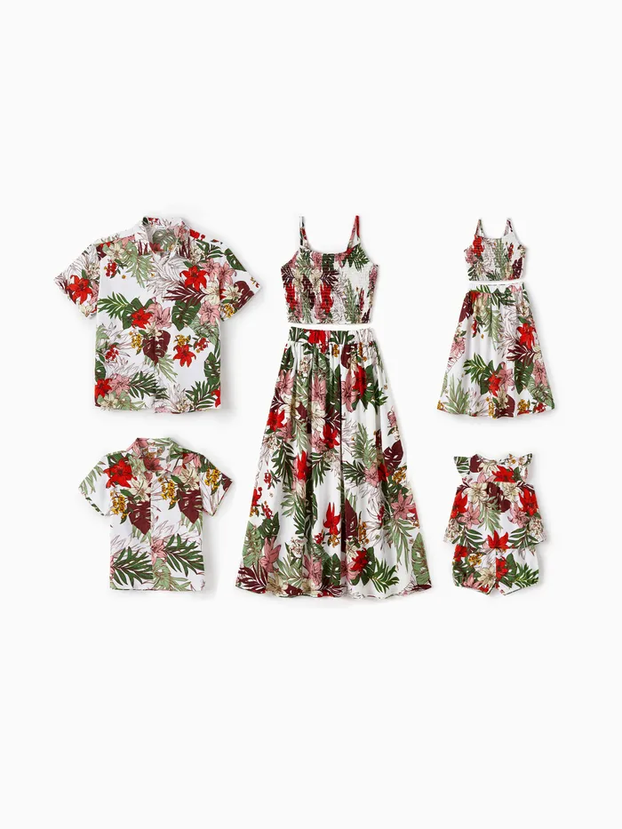 Family Matching Sets Floral Beach Shirt or Shirred Cami Top Elastic Waist Co-ord Sets