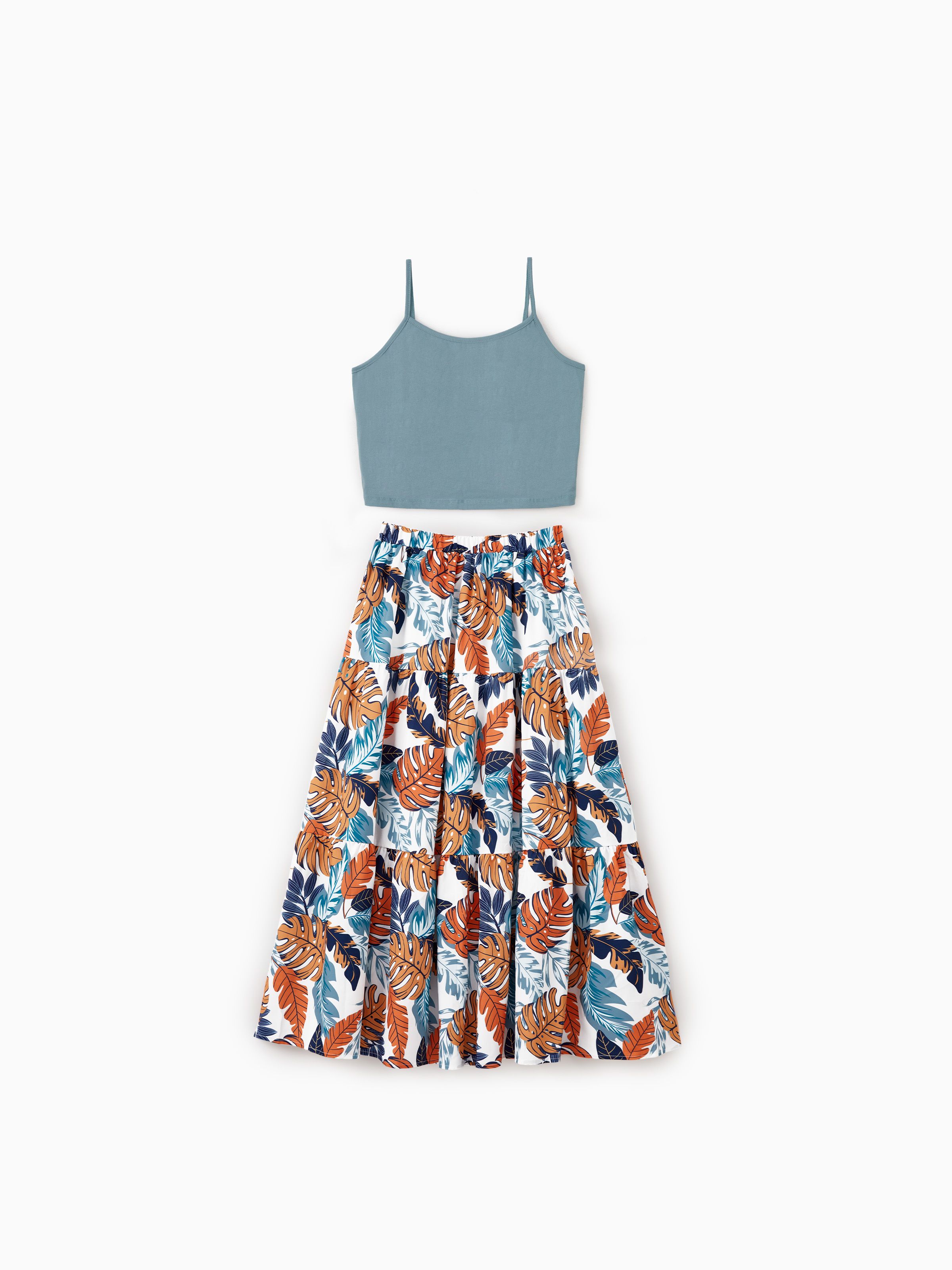 

Family Matching Sets Floral Beach Shirts or Cami Top Elastic Waist A-Line Skirt Co-ord Sets