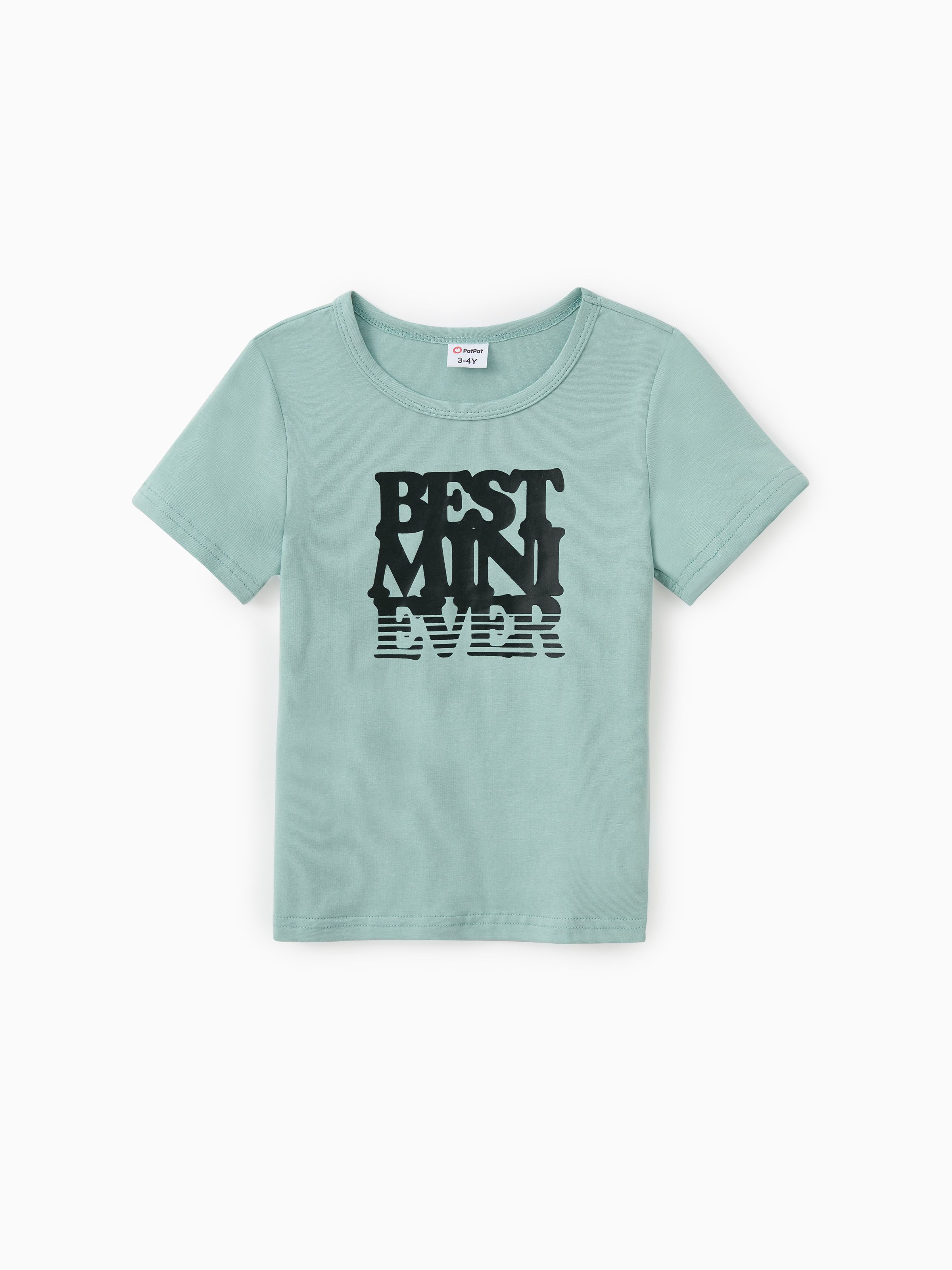 

Family Matching Tops Solid Color Short Sleeves Cotton Unique Text Printed Tee