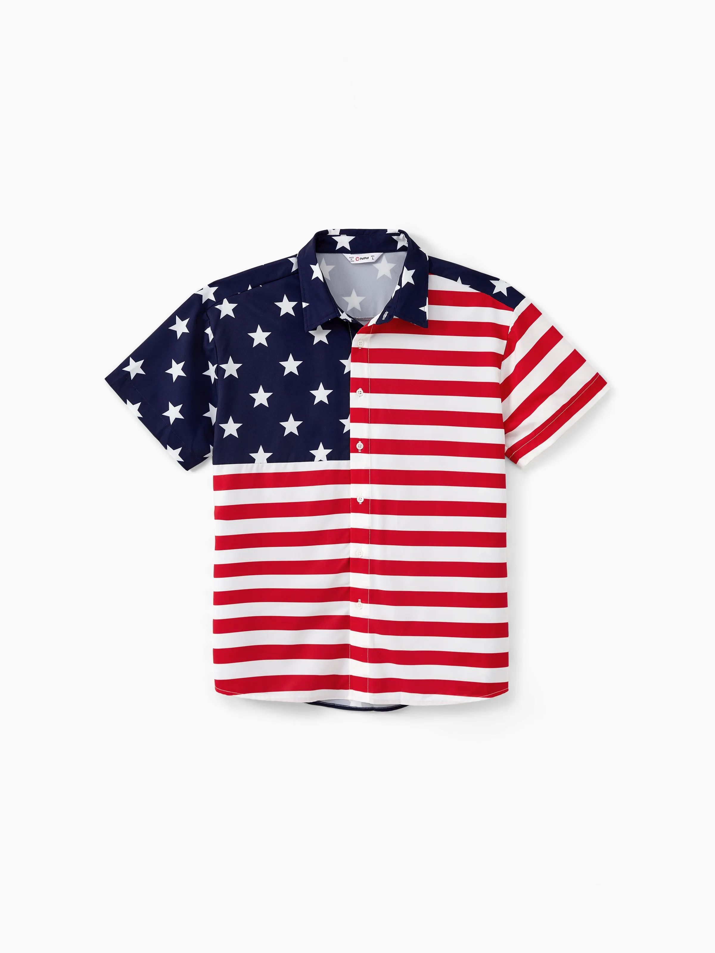 

Independence Day Family Matching American Flag Print Vacation Shirt and Shirred Black Top Spliced Tulle Dress Sets