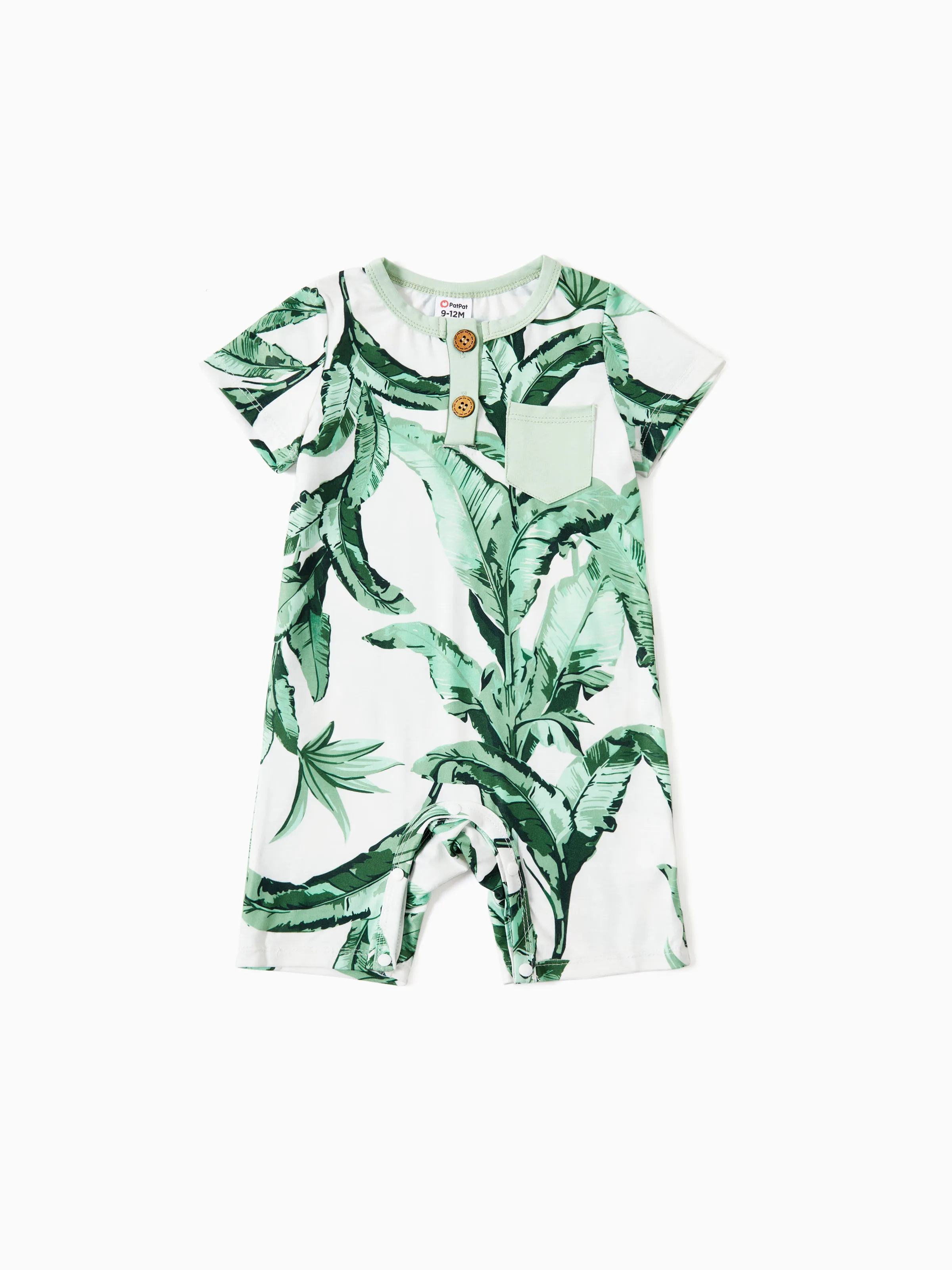 

Family Matching Color Block Tee and Green Leaf Pattern Cut Out Drawstring Waist Strap Dress Sets