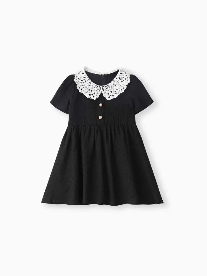 Toddler Girl Elegant Lace Collar Design Dress