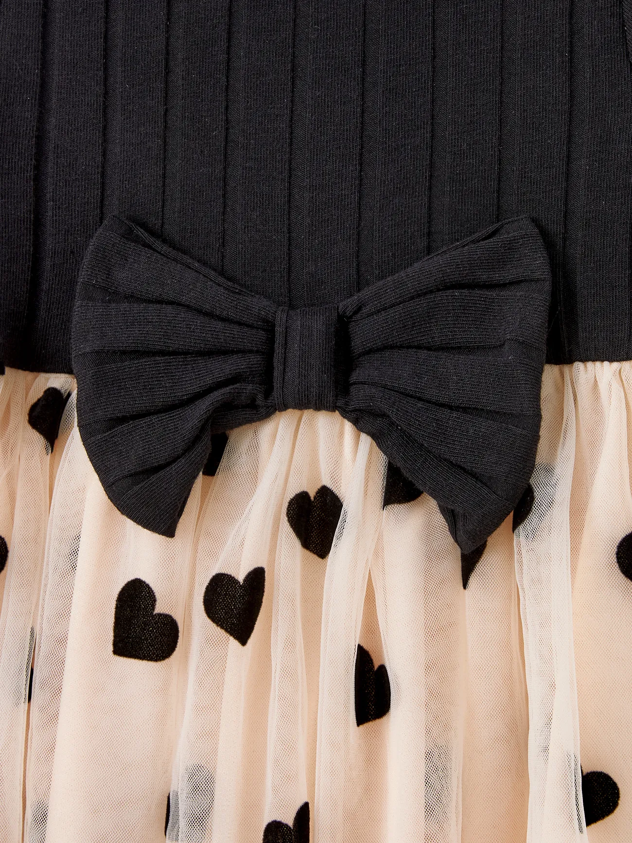 Baby Girl - Mother Daughter Dresses - Black Top Spliced Heart Pattern Mesh Dresses - Apricot - image 15