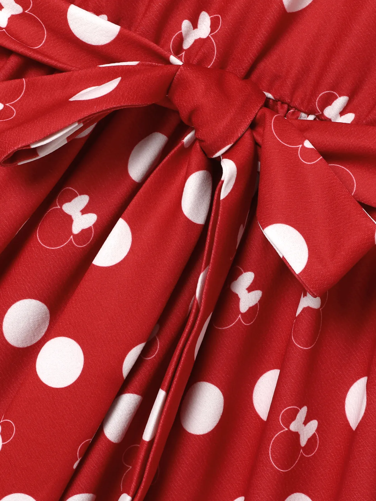 Disney Mickey and Friends Family Matching Character Print Polka Dots Long-sleeve Red Dress or Cotton Top Red big image 1