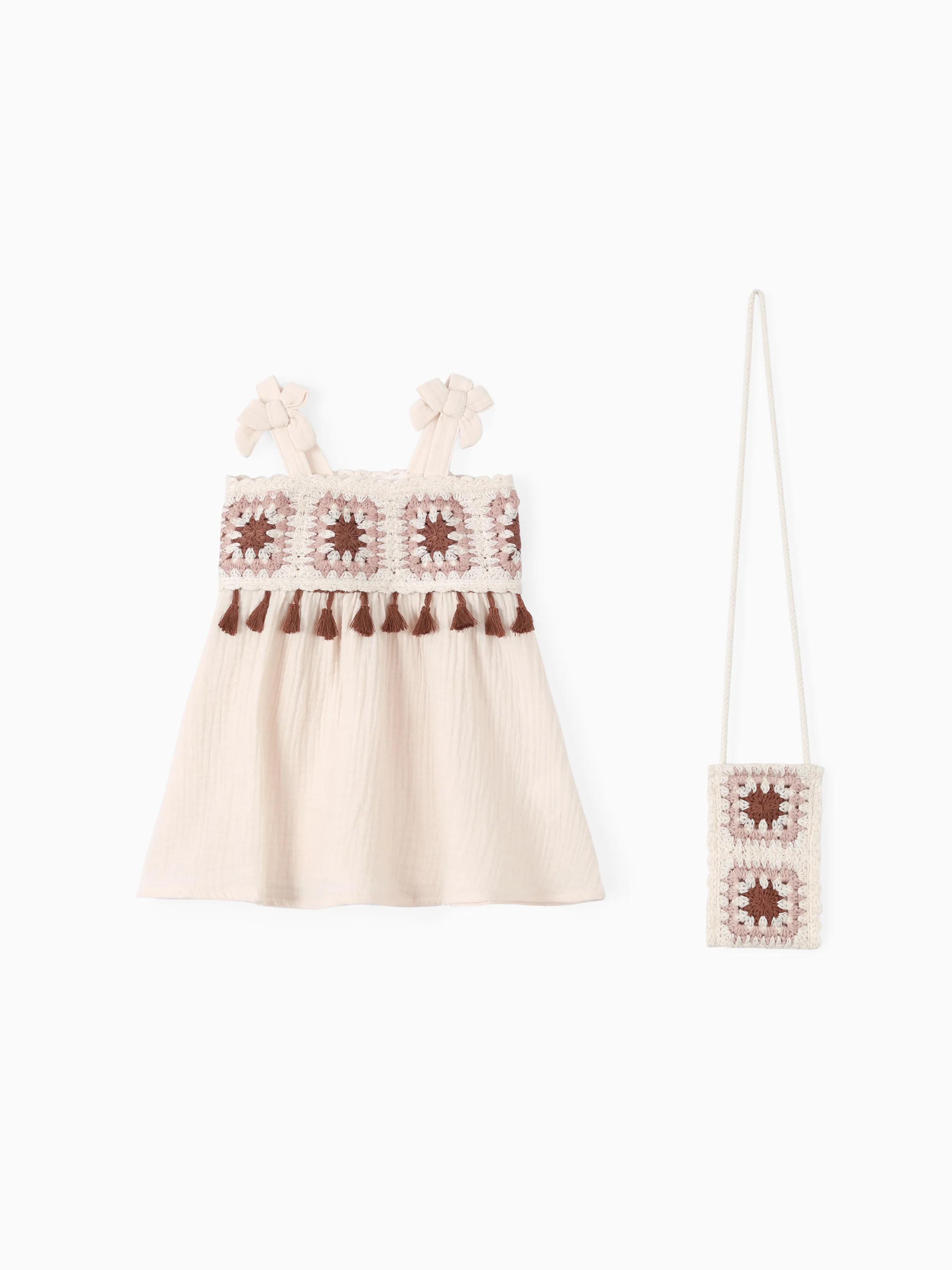 

Baby Girl 2pcs Bohemia Tassel design Dress with Bag