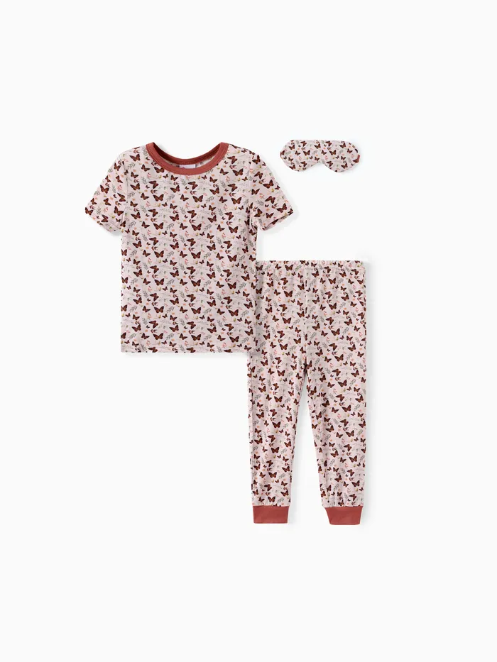  3pcs Toddler Girl Childlike Butterfly Tight Pajamas